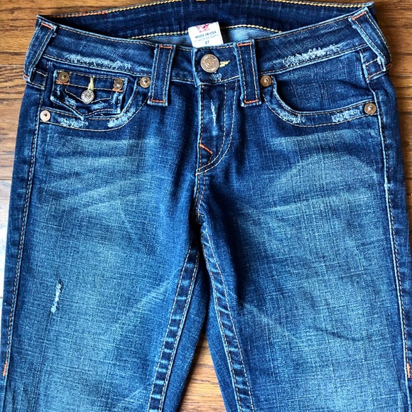 True Religion Jeans Dark Rinse Low Flare Leg Jeans - Picture 3 of 8